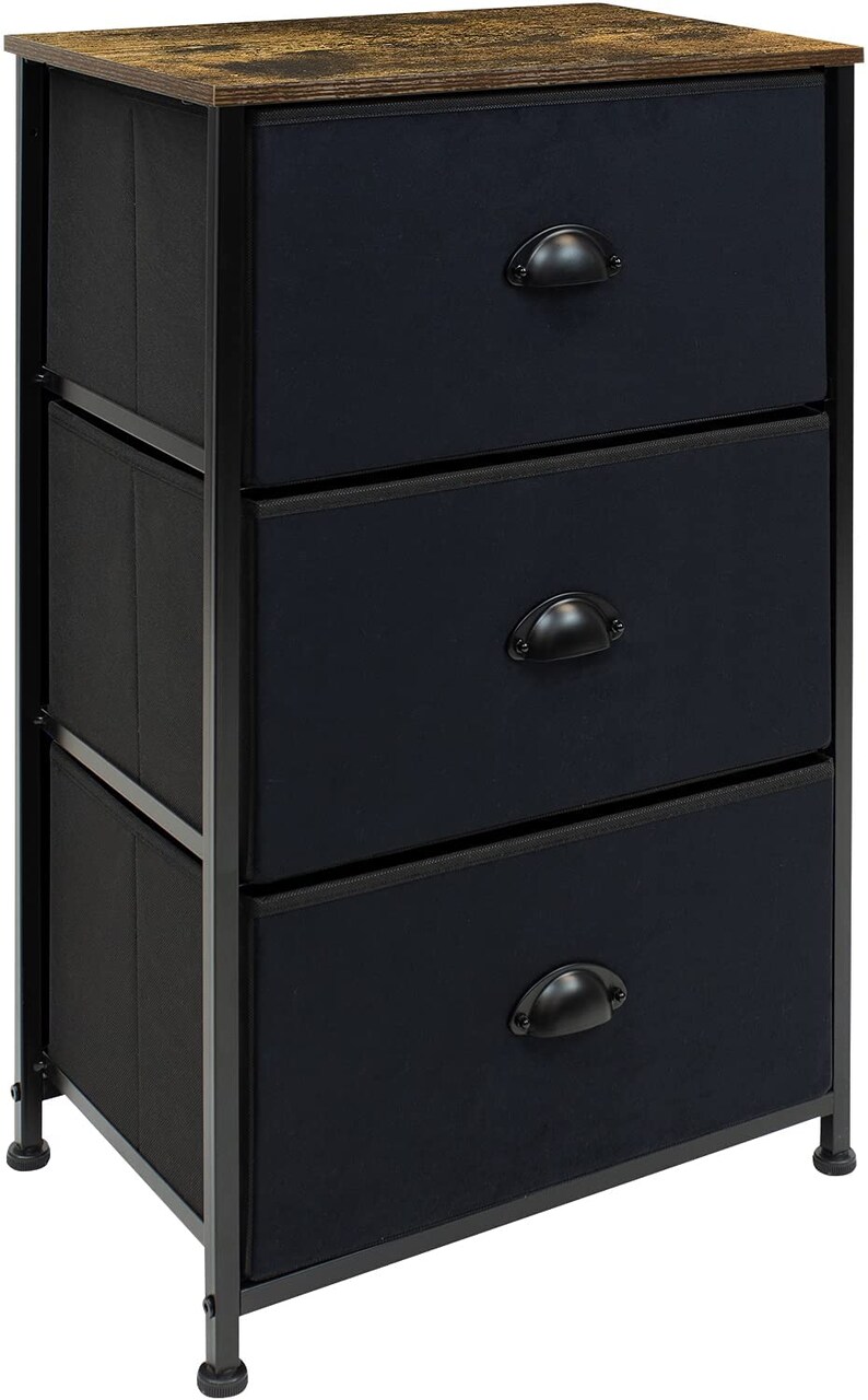 Sorbus Dresser with 3 Drawers - Bedside Furniture & Accent End Table Chest for Home, Bedroom Accessories, Office, College Dorm, Steel Frame, Wood Top, Fabric Drawers